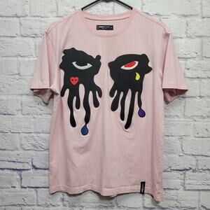 Roku Studio Tear Drop Dripping Eyes Tshirt Size M Pink Grunge Art Streetwear